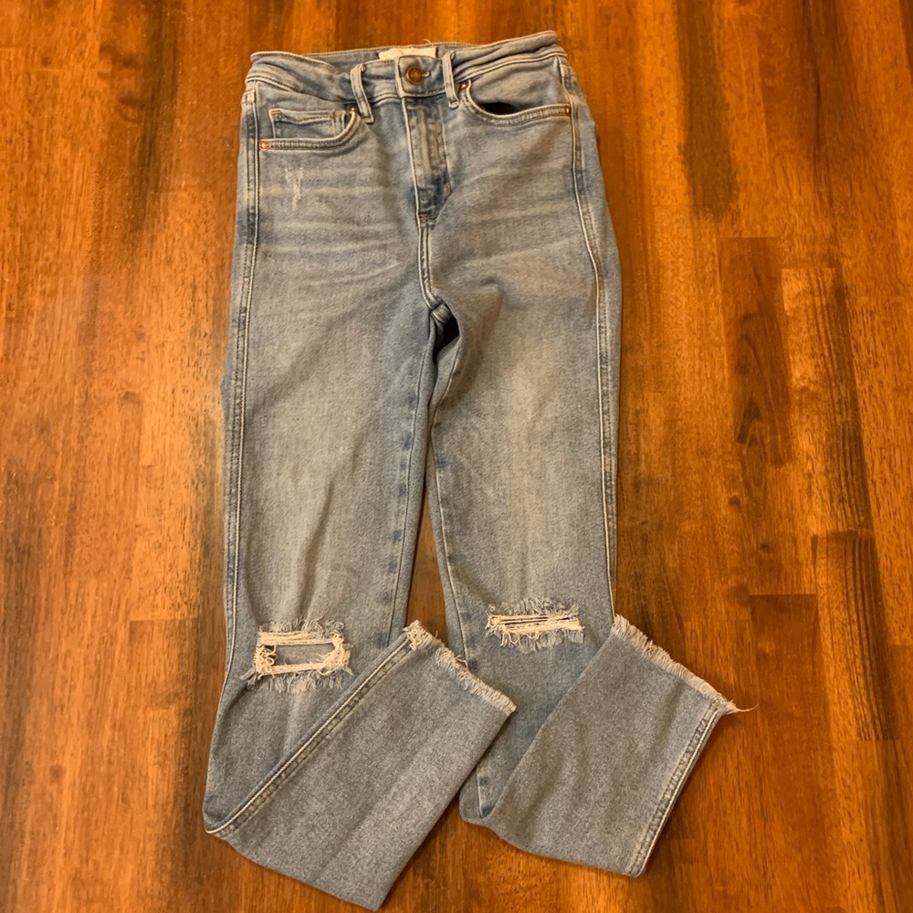 We The Free Free People denim jeans women’s 26 light blue wash distressed